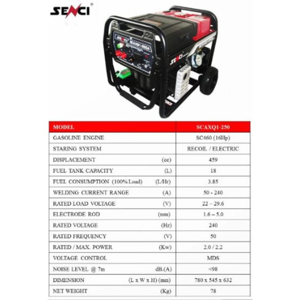 Senci SCAXQ1-250A  3 IN 1 WELDING GENERATOR 