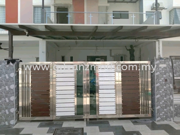 Stainless Steel Folding Gate With Aluminium Panels @ Jalan Tiung 5 Taman Mamanda Batu 9 Stainless Steel Gate With Aluminium Panel Selangor, Malaysia, Kuala Lumpur (KL), Puchong Supplier, Supply, Supplies, Retailer | Advanz Mod Trading