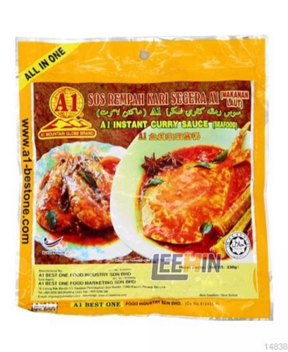 A1 Kari “Seafood” (Packet Kuning) 230gm A1 鱼类咖哩酱料  Instant Curry Sauce  [14838 14839 14840]