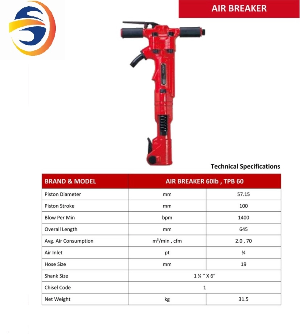 CHINA TPB-60 AIR DEMOLITION BREAKER - 31.5KG