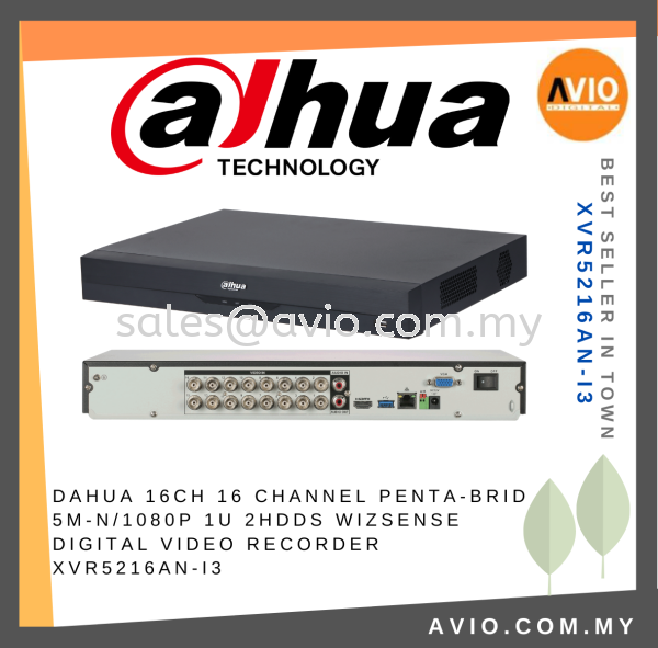 Dahua 16CH 16 Channel 5MP Lite / 1080P HD 2HDD Bay WizSense Analog CCTV DVR Recorder CVI TVI AHD CVBS Metal XVR5216AN-I3 DVR ANALOG RECORDER DAHUA Johor Bahru (JB), Kempas, Johor Jaya Supplier, Suppliers, Supply, Supplies | Avio Digital