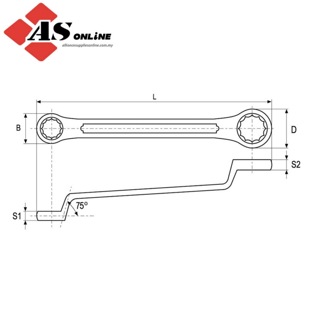 YATO Bi-Hexagonal Ring Spanner, Polished Head 1/2x9/16'' / Model: 	YT-4861