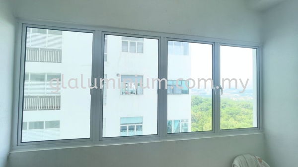 casement window 4 panel ( powder coated white + 5mm clear glass) @Green Residence, Jalan Sayang 1,Taman Rasa Sayang, Cheras  casement window 4 panel Aluminium Casement Windows  Selangor, Malaysia, Kuala Lumpur (KL), Cheras Supplier, Installation, Supply, Supplies | GL GLASS & ALUMINIUM TRADING