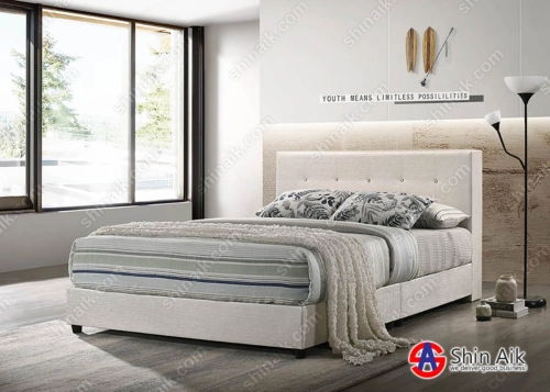 DB58563WH (6"HB) White PU Diamond Buttons Double Divan Bed