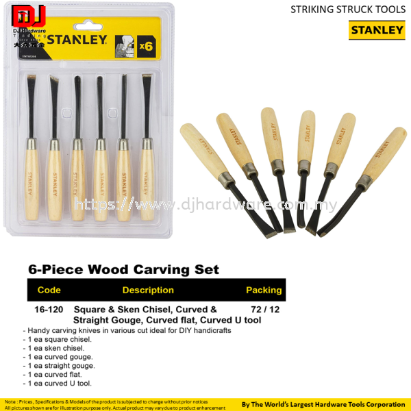 STANLEY STRIKING STRUCK TOOLS WOOD CARVING SET 6PC 16120 (CL) HAND TOOLS TOOLS & EQUIPMENTS Selangor, Malaysia, Kuala Lumpur (KL), Sungai Buloh Supplier, Suppliers, Supply, Supplies | DJ Hardware Trading (M) Sdn Bhd