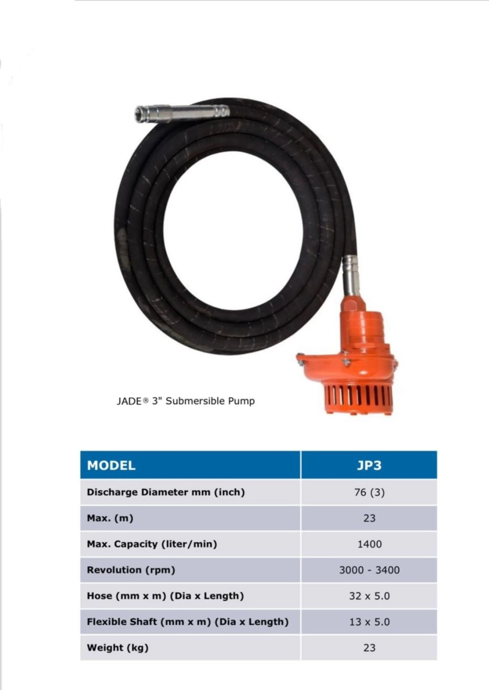 JADE JP3 3" SUBMERSIBLE PUMP