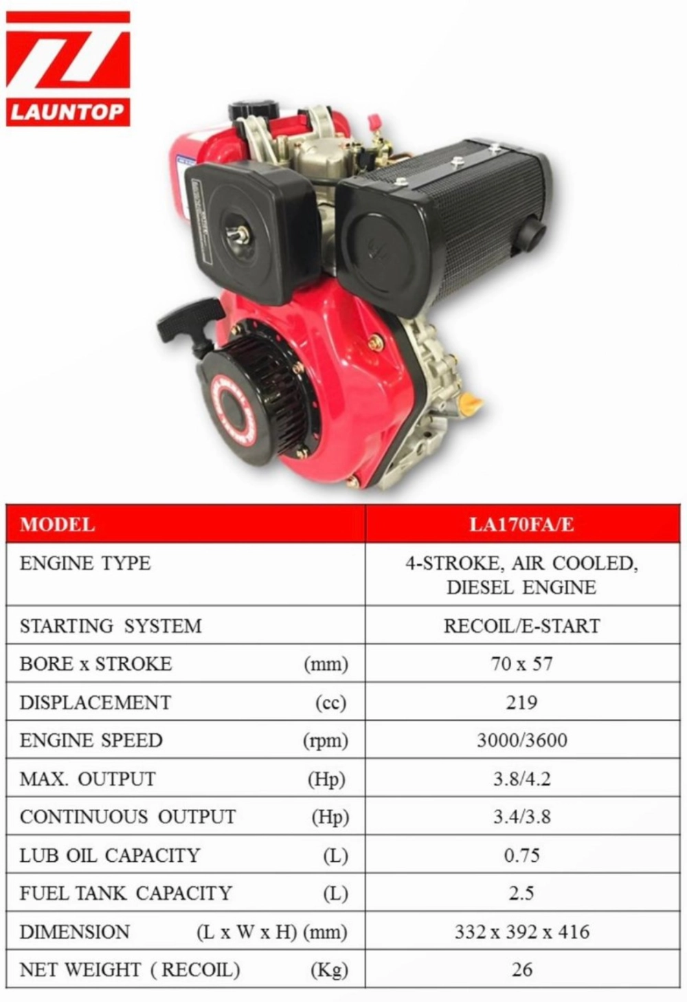 LAUNTOP LA170 DIESEL ENGINE C/W FRAME, HOUSING & COUPLING