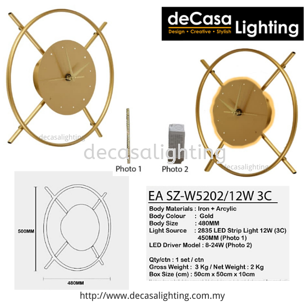 Modern Designer Wall Light (5202) Contemporary Wall Light  WALL LIGHT Selangor, Kuala Lumpur (KL), Puchong, Malaysia Supplier, Suppliers, Supply, Supplies | Decasa Lighting Sdn Bhd