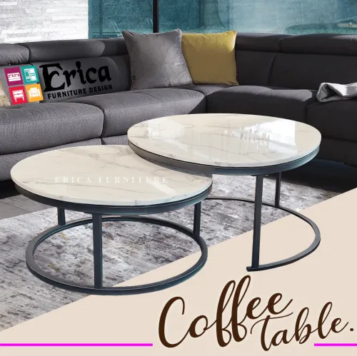  2 IN 1 MARBLE TOP COFFEE TABLE MODERN DESIGN