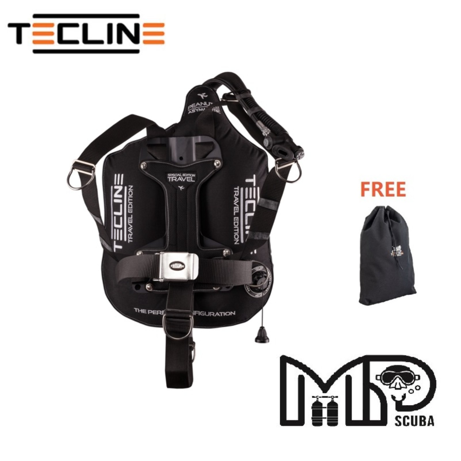 TecLine Peanut Mini 11 / 16 / 21 DIR BCD Set Complete Travel Set Black / Color / Kevlar