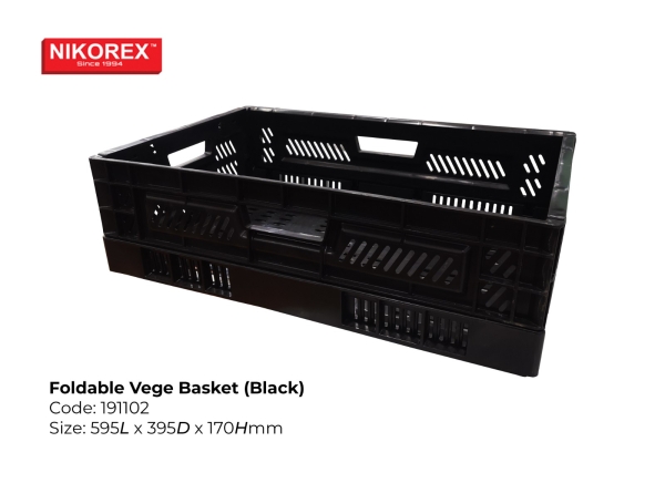 191102 - Foldable Vege Basket (Black) FRUIT & VEGE RACKS Singapore Supplier, Supply, Manufacturer | Nikorex Display (S) Pte. Ltd.