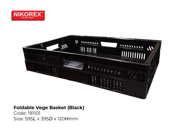 191101 - Foldable Vege Basket (Black) FRUIT & VEGE RACKS Singapore Supplier, Supply, Manufacturer | Nikorex Display (S) Pte. Ltd.