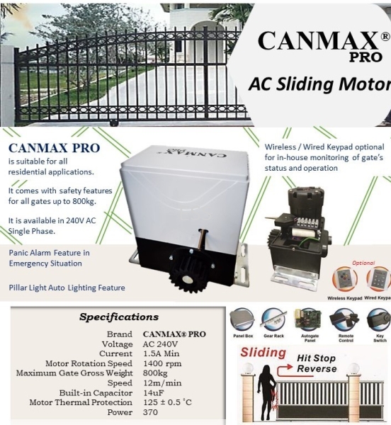 CANMAX PRO AC240 Sliding Motor For Sliding Gate Auto Gate System Perak, Ipoh, Malaysia Installation, Supplier, Supply, Supplies | Exces Sales & Services Sdn Bhd