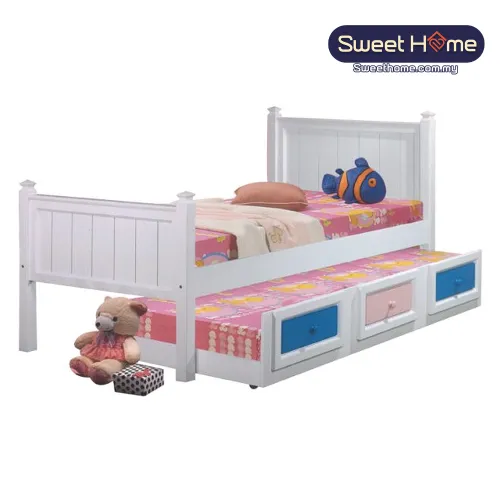   Single Super Single  Wooden Bedframe ATN 204 (WH) 3ft 3.5ft