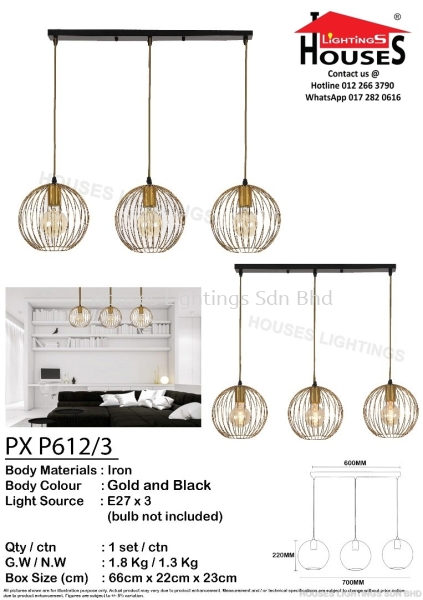 HANGING 612-3 PX Dining Pendant Indoor Pendant Light  Pendant Light Selangor, Malaysia, Kuala Lumpur (KL), Puchong Supplier, Suppliers, Supply, Supplies | Houses Lightings Sdn Bhd