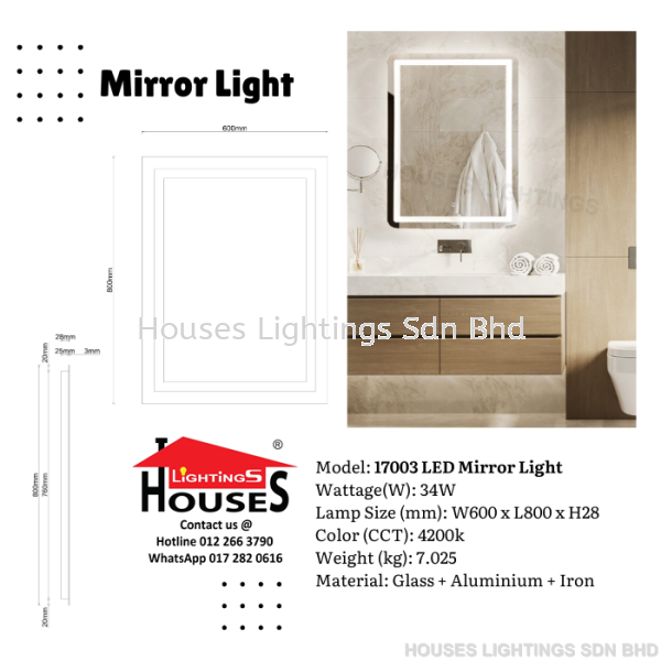 17003 LED Mirror Light Mirror Selangor, Malaysia, Kuala Lumpur (KL), Puchong Supplier, Suppliers, Supply, Supplies | Houses Lightings Sdn Bhd