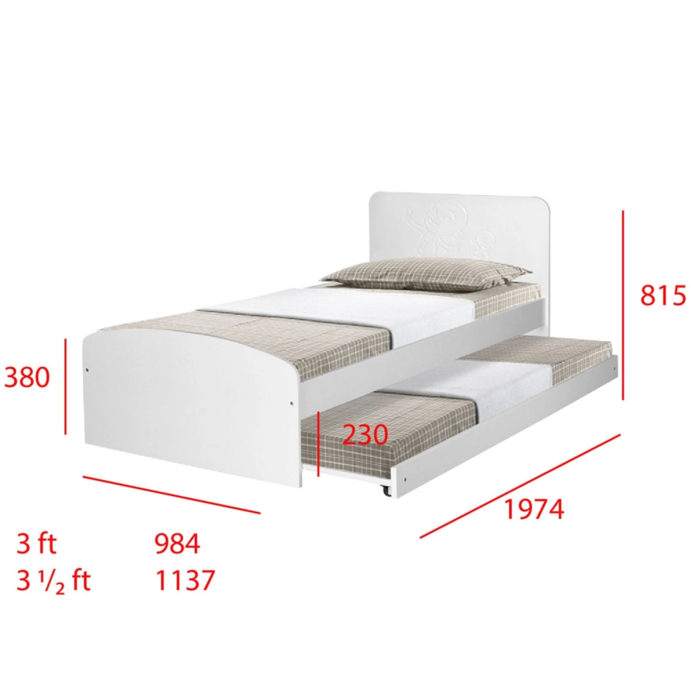   Single Super Single  Wooden Pull Out Bedframe ATN 8249(WH) 3ft 3.5ft