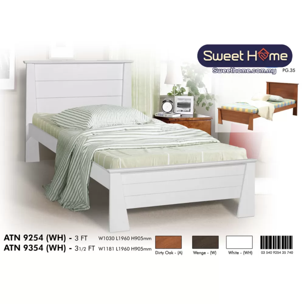   Single Super Single  Wooden Bedframe ATN 9254(WH) 3ft 3.5ft