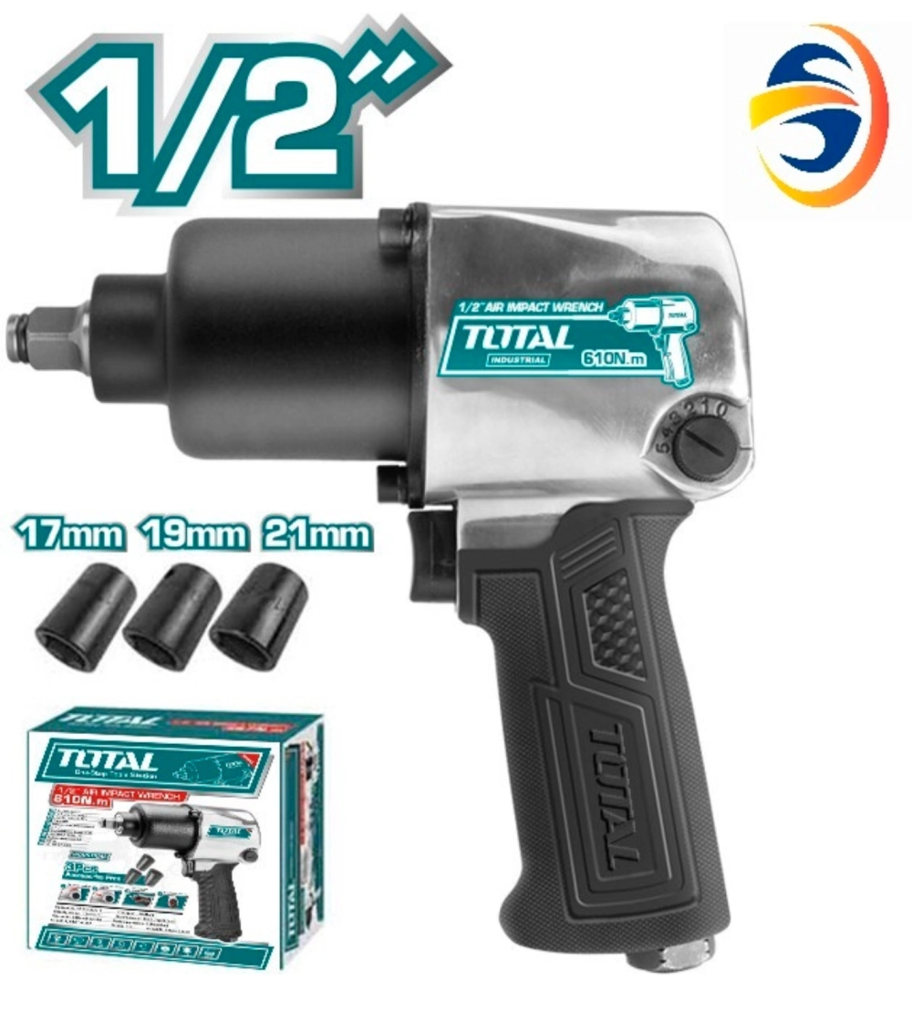 TOTAL 1/2" AIR IMPACT WRENCH 610NM - TAT40122 (FREE 3PCS IMPACT SOCKET - 17,19,21MM)