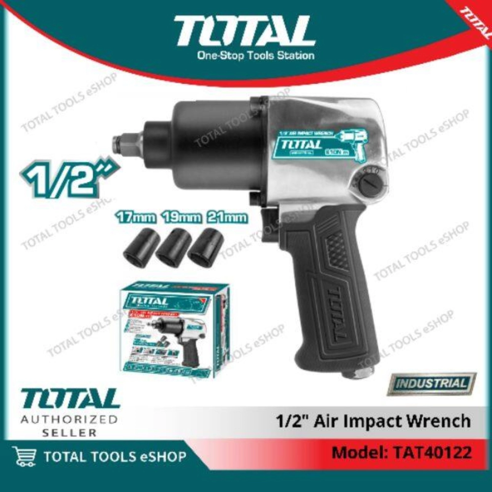 TOTAL 1/2" AIR IMPACT WRENCH 610NM - TAT40122 (FREE 3PCS IMPACT SOCKET - 17,19,21MM)