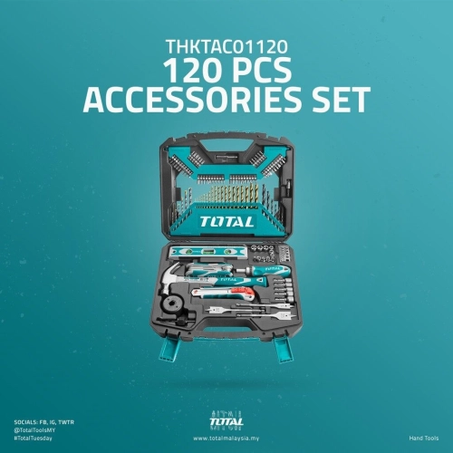 TOTAL 120PCS HOME DIY ACCESSORIES TOOLS SET - THKTAC01120