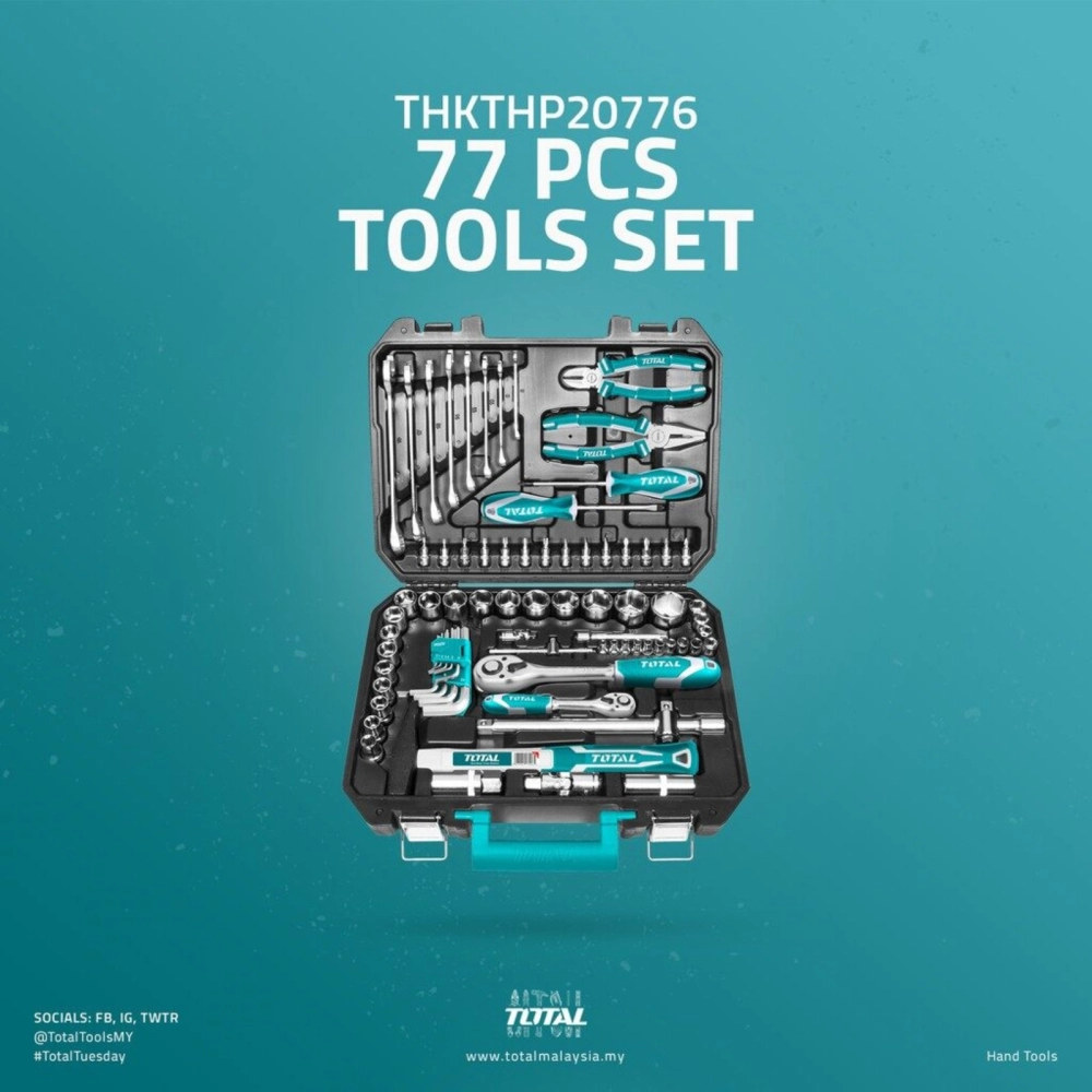 TOTAL 77PCS COMBINATION TOOLS SET - THKTHP20776