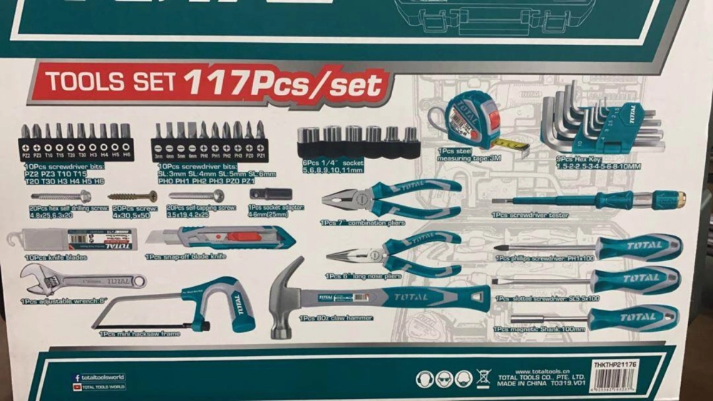 TOTAL 117PCS HOME DIY TOOLS SET - THKTHP21176