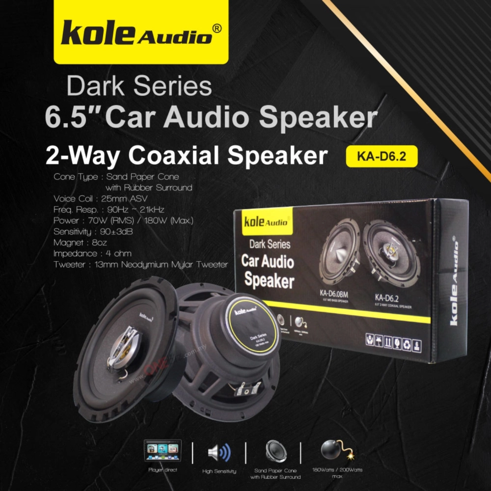 Kole Audio Dark Series 6.5″ Car Audio Speaker KA-D6.0BM KA-D6.2