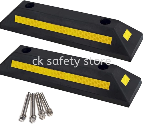 CARPARK RUBBER STOPPER WITH NUTS (YELLOW & BLACK)