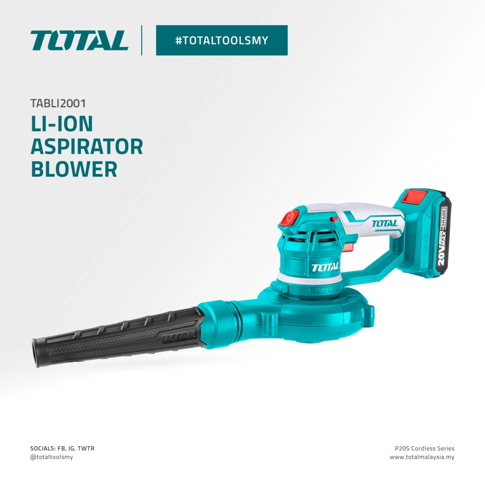 TOTAL 20V LITHIUM-ION CORDLESS MINI ASPIRATOR BLOWER WITH DUST BAG - TABLI2001