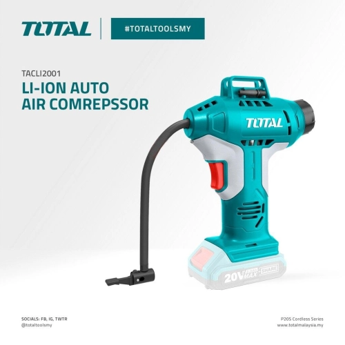 TOTAL 20V LITHIUM-ION CORDLESS AUTO AIR COMPRESSOR (150PSI) 10BAR - TACLI2001