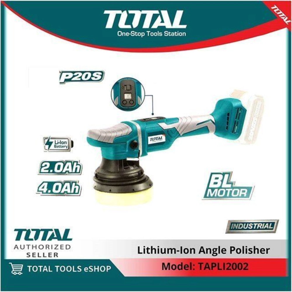 TOTAL 20V 5"(125MM) LITHIUM-ION BRUSHLESS M10 ANGLE POLISHER - TAPLI2002