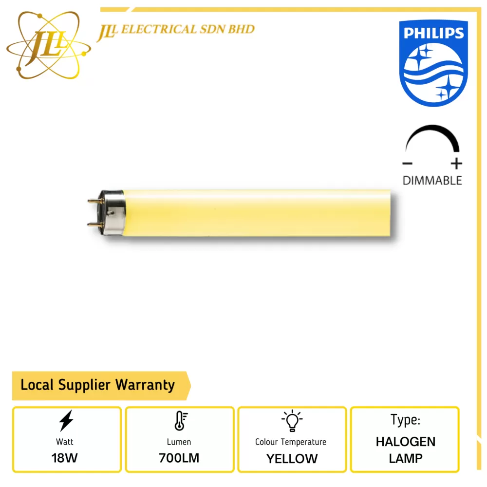 PHILIPS TLD 18W/16 YELLOW SPECTRUM 59V G13 700LM 600MM 2FT FLOURESCENT T8 TUBE