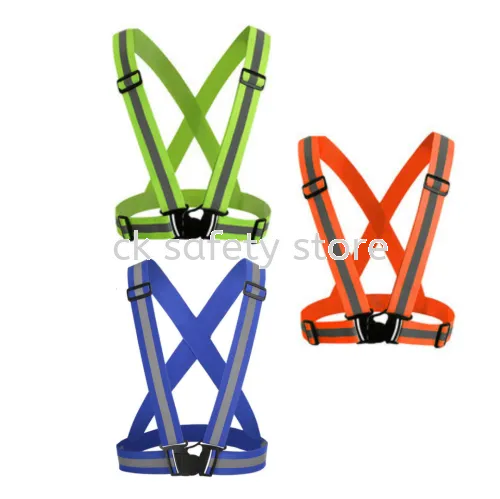 007- ADJUSTABLE ELASTIC REFLECTIVE STRIP CLIPS SAFETY BELT WITH GREY STRAPS