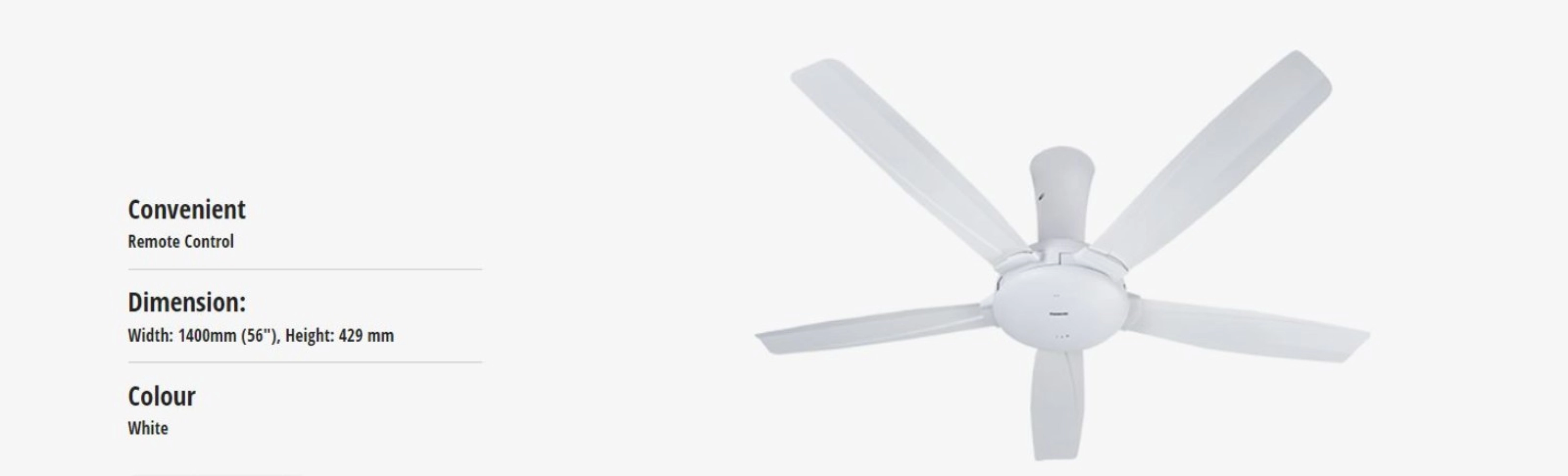 PANASONIC F-M14DZV BAYU 5 BLADE 56'' REMOTE CEILING FAN [BLACK/WHITE]