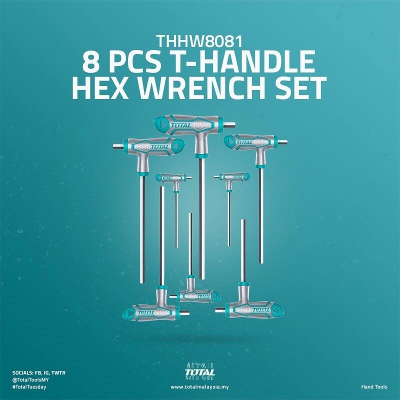 TOTAL 8PCS T-HANDLE HEX WRENCH SET - THHW8081