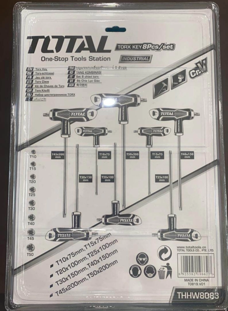 TOTAL 8PCS T-HANDLE TORX WRENCH SET - THHW8083