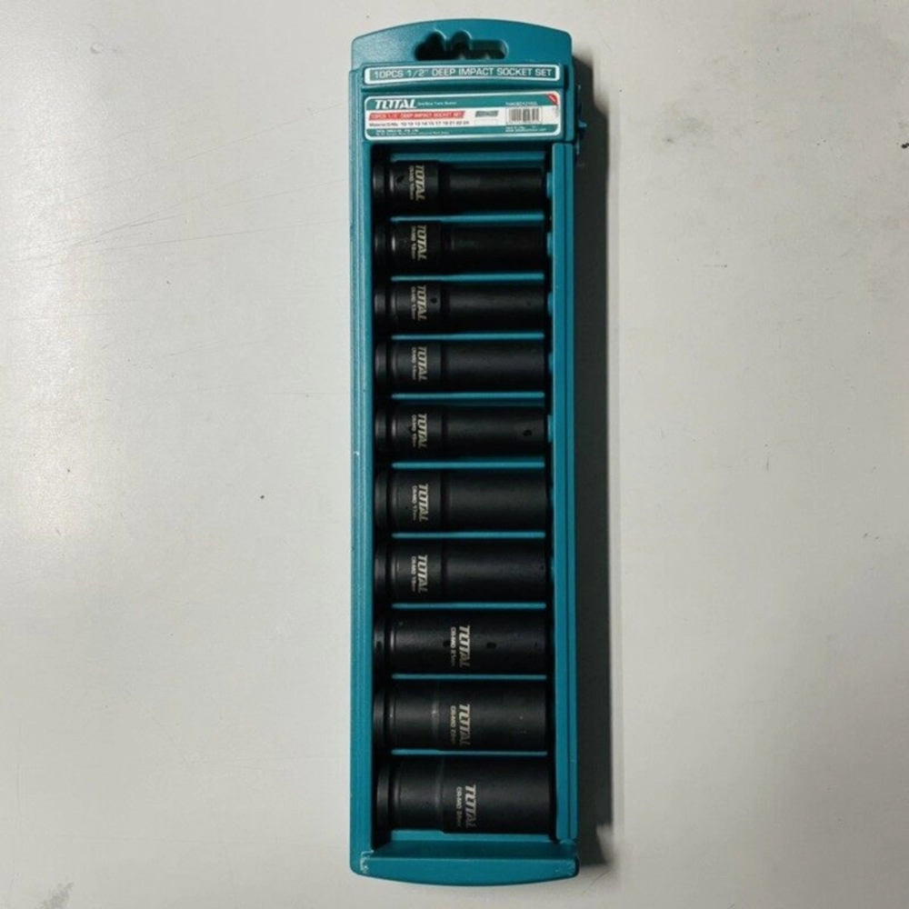 TOTAL 10PCS 1/2" 6POINT DEEP IMPACT SOCKET SET (MM-SIZE) - THKISD12102L