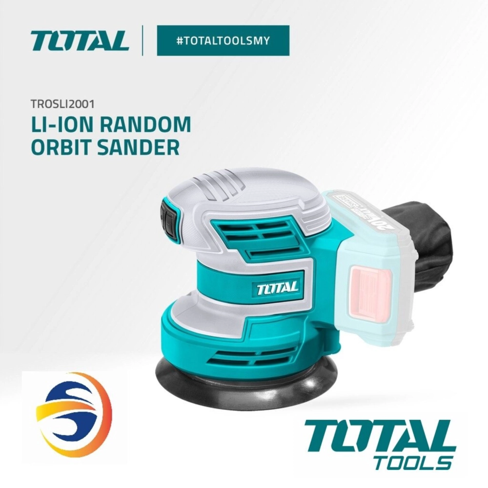 TOTAL 20V LITHIUM-ION CORDLESS RANDOM ORBIT SANDER - TROSLI2001 (FREE 5PCS SAND PAPERS)