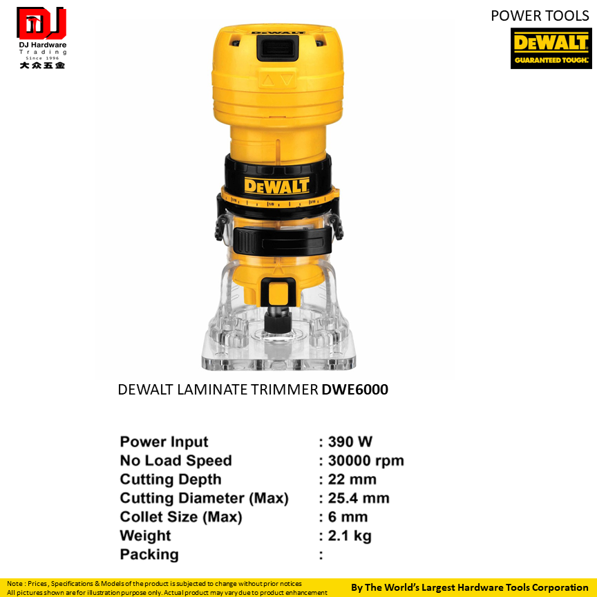 DEWALT LAMINATE TRIMMER DWE6000 (CL)
