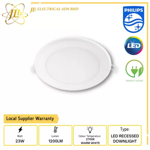 PHILIPS 59513 SLIMLIT 23W 100V-240V 1200LM 2700K WARM WHITE ROUND LED RECESSED DOWNLIGHT 