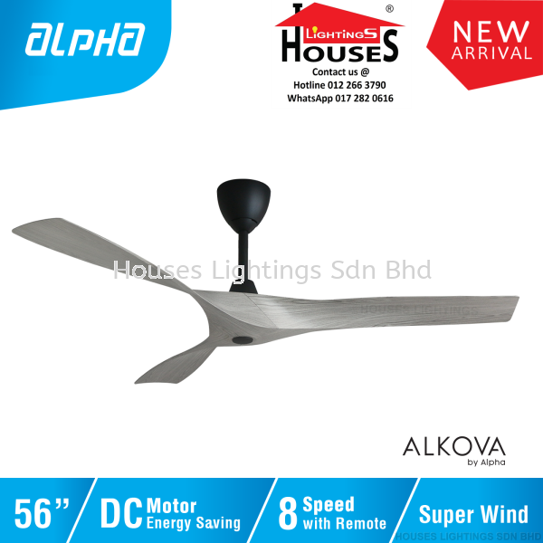 ALPHA Alkova - AXIS 56 Inch DC Motor Ceiling Fan with 3 Blades (8 Speed Remote) - GREY WOOD(MB+GW) ALKOVA Alpha Ceiling Fan Ceiling Fan Selangor, Malaysia, Kuala Lumpur (KL), Puchong Supplier, Suppliers, Supply, Supplies | Houses Lightings Sdn Bhd