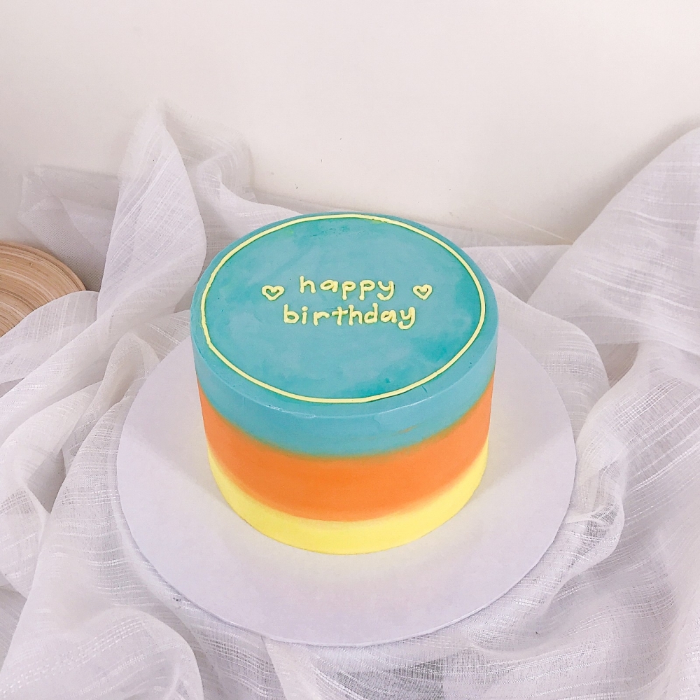 6" Colorful Minimalist Happy Birthday - Fresh Cream Cake