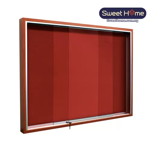 Wooden Frame Velcro Notice board Sliding Glass Cabinet