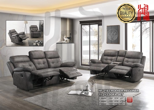 HF 2183 (1R+2RR+3RR) Case Leather Rocker Recliner Sofa Set PRE-ORDER 