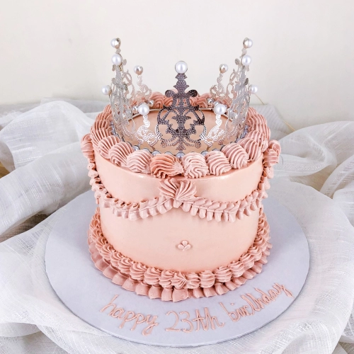 6" - Pinky Vintage Crown  - SWEET CREATIONS BAKING VENTURE