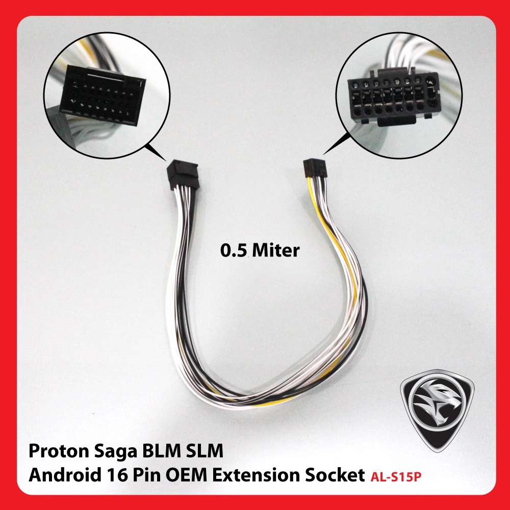 Proton Saga BLM SLM Android 16 Pin OEM Extension Socket - AL-S15P