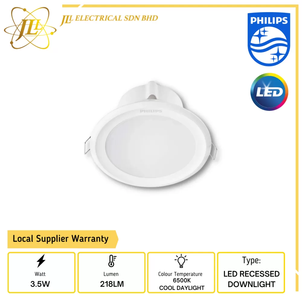 PHILIPS 44080 3.5W 220V-240V 218LM 6500K COOL DAYLIGHT LED RECESSED DOWNLIGHT