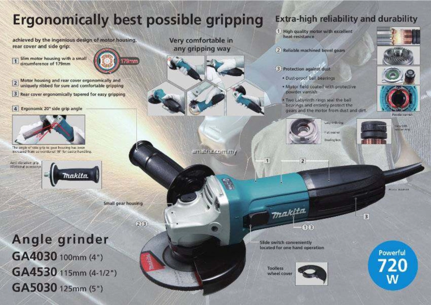 MAKITA GA4030 4"/100MM ANGLE GRINDER (720W)