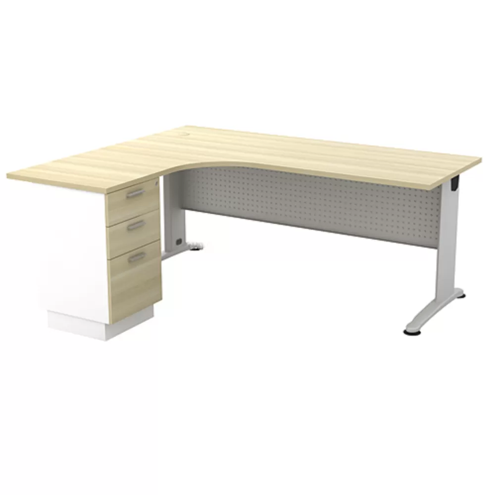 Executive L-Shape Office Table Set Pedestal 2Drawer 1Filling | Office Table Penang